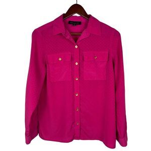 Jones New‎ York Collection 6 Petite Pink Textured Button Up Collared Shirt 6P